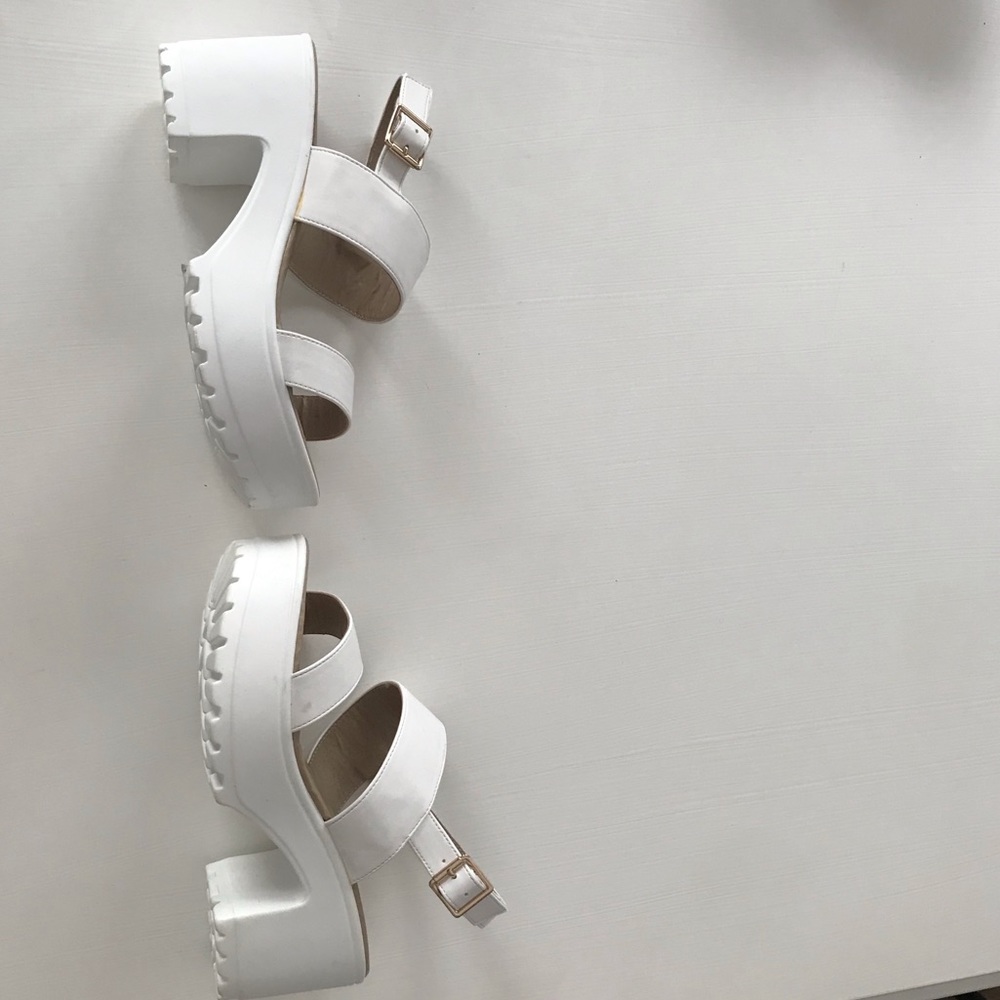 White buckle sandals